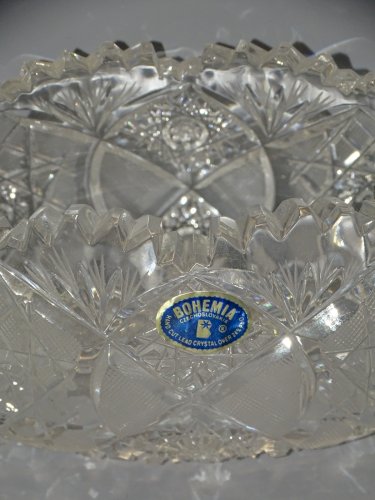 -ANCIEN CENDRIER COUPE VIDE POCHE CRISTAL de BOHEME COLLECTION DECO VITRINE  D