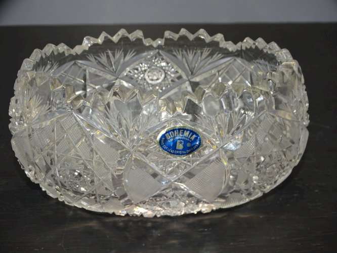 -ANCIEN CENDRIER COUPE VIDE POCHE CRISTAL de BOHEME COLLECTION DECO VITRINE  D