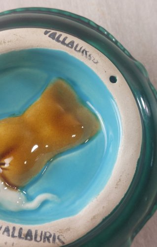 Ancien cendrier érotique, baigneuse nue, en céramique de Vallauris