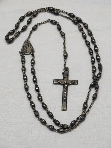 -ANCIEN CHAPELET ARGENT Poinçon Crabe SOUVENIR de LOURDES  RELIGION JESUS    D