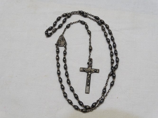 -ANCIEN CHAPELET ARGENT Poinçon Crabe SOUVENIR de LOURDES  RELIGION JESUS    D
