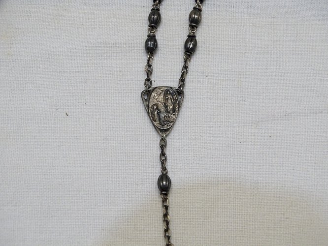 -ANCIEN CHAPELET ARGENT Poinçon Crabe SOUVENIR de LOURDES  RELIGION JESUS    D