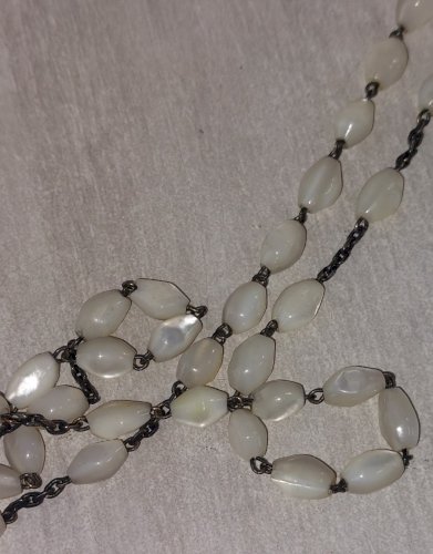 Ancien chapelet en perles de nacre et argent