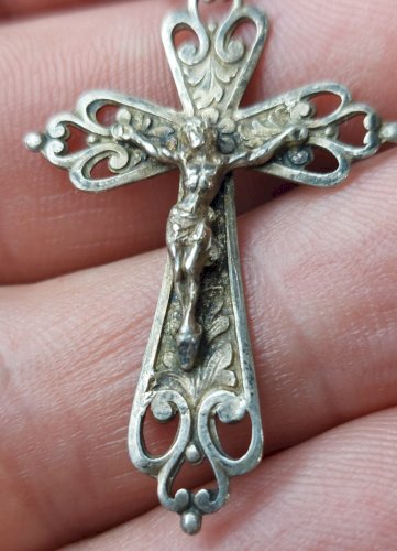 Ancien chapelet en perles de nacre et argent