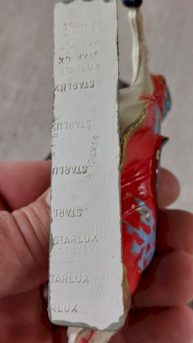 Ancien cheval à robe, en plastique peint, Moyen Age, Starlux