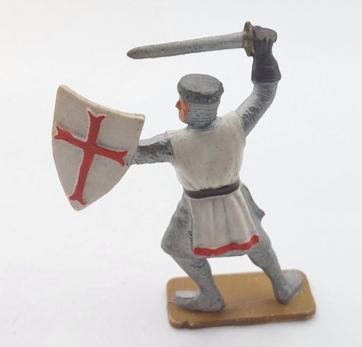 Ancien chevalier croisé templier à l'épée, en plastique peint, Starlux ^