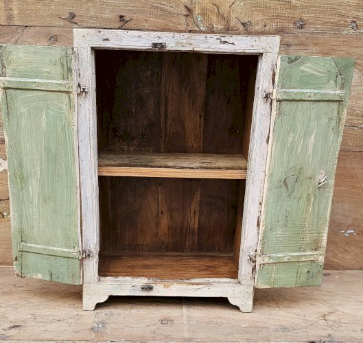 Ancien chevet - cabinet tribal en teck birman