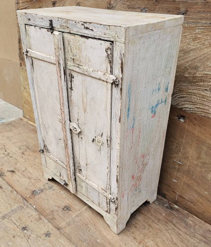 Ancien chevet - cabinet tribal en teck birman