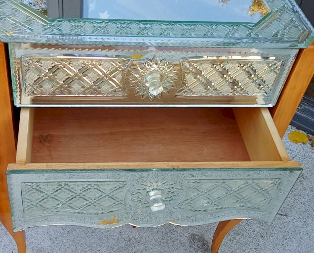 Ancien Chevet Meuble D Appoint  Miroir Vénitien Vénitienne Années 1950/1960