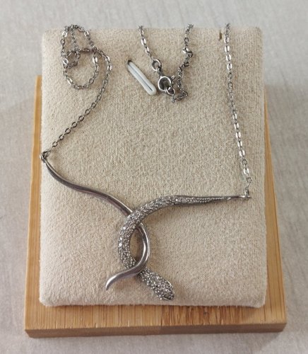 Ancien collier décor serpent, en argent massif, vintage