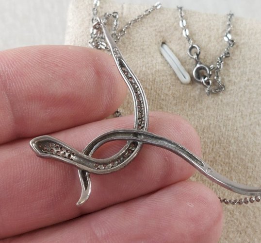 Ancien collier décor serpent, en argent massif, vintage