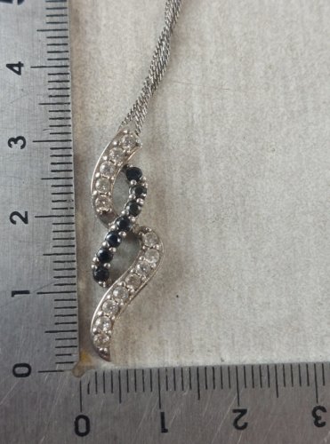 Ancien collier en argent massif, décor strass ^
