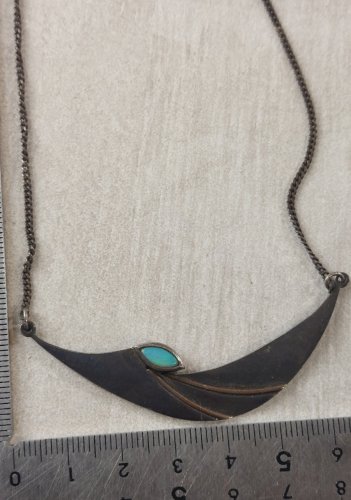 Ancien collier, en argent massif, turquoise