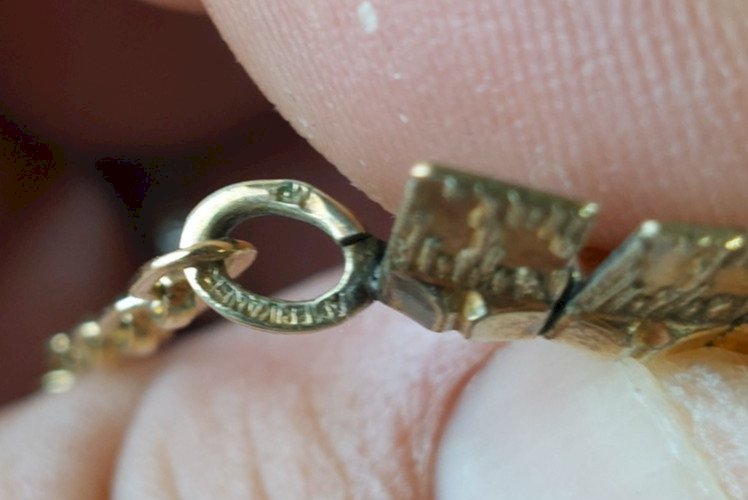 Ancien collier, en métal doré, Amerikaner MP Moser & Pfeil