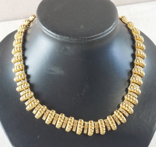 Ancien collier en métal doré, JBK / Jackie Kennedy, Camrose & Kross, vintage ^