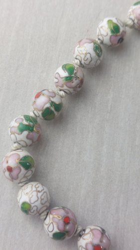Ancien collier en perles émaillées et cloisonnées, vintage