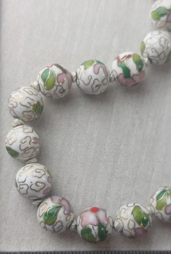 Ancien collier en perles émaillées et cloisonnées, vintage