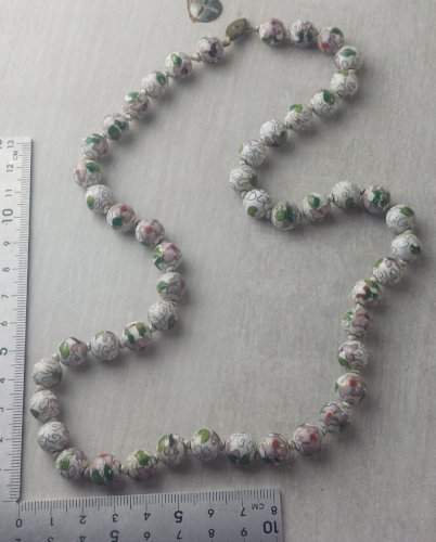 Ancien collier en perles émaillées et cloisonnées, vintage