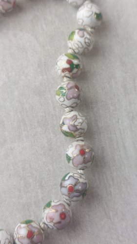 Ancien collier en perles émaillées et cloisonnées, vintage