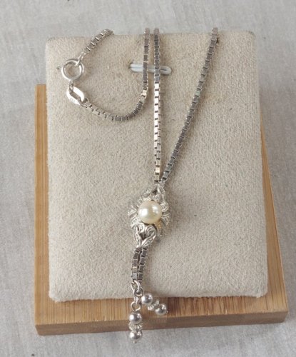 Ancien collier négligé, décor perle, en argent 835 ^