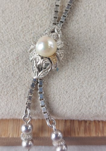 Ancien collier négligé, décor perle, en argent 835 ^