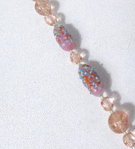 vintage necklace with speckled pink opaline Murano glass beads
