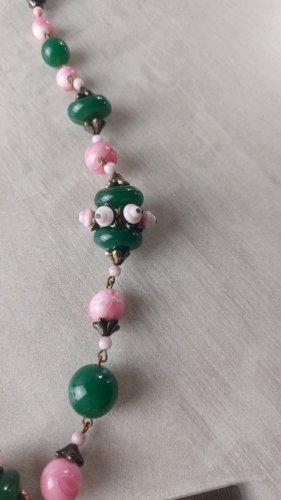 Ancien collier sautoir de perles, en verre de Murano