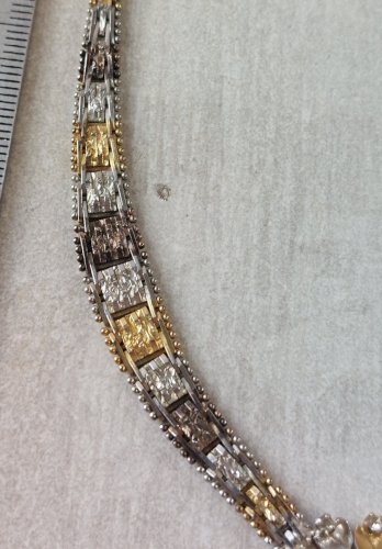 Ancien collier, tricolore, en argent massif, Italy