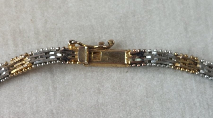 Ancien collier, tricolore, en argent massif, Italy