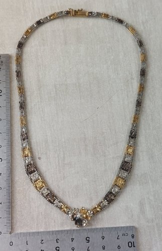 Ancien collier, tricolore, en argent massif, Italy