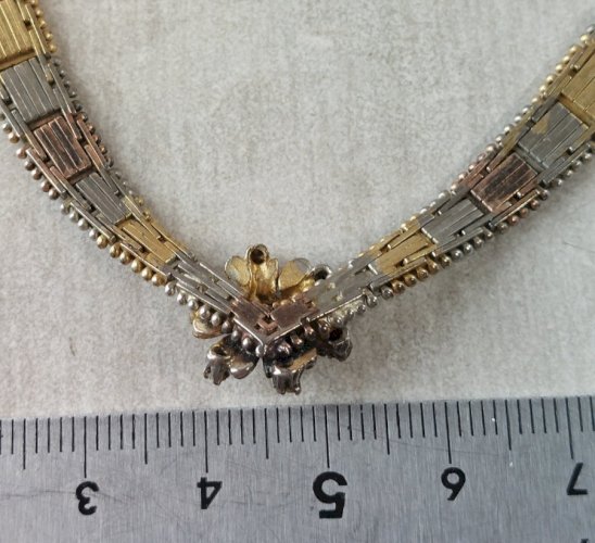 Ancien collier, tricolore, en argent massif, Italy