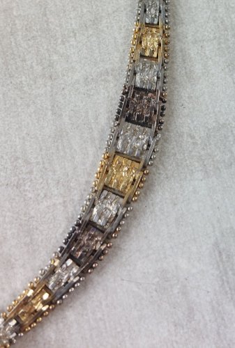 Ancien collier, tricolore, en argent massif, Italy