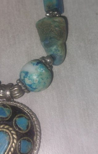Ancien collier turquoise, style ethnique