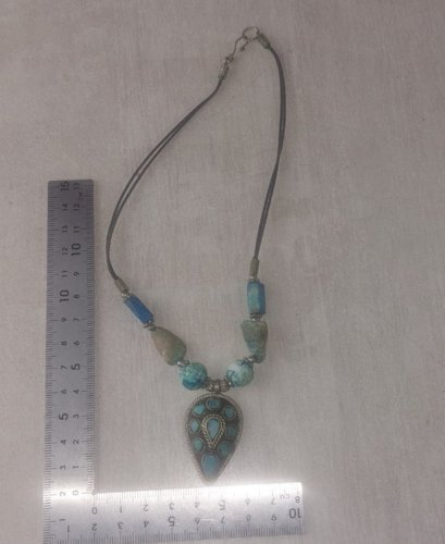 Ancien collier turquoise, style ethnique