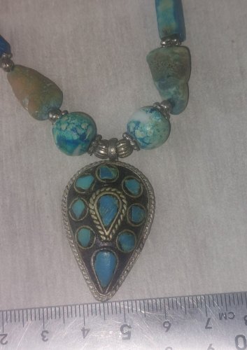 Ancien collier turquoise, style ethnique