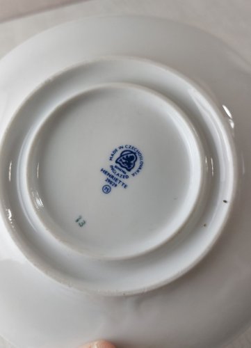 Ancien confiturier, décor Blue Onion / porcelaine Tchécoslovaquie / Czech