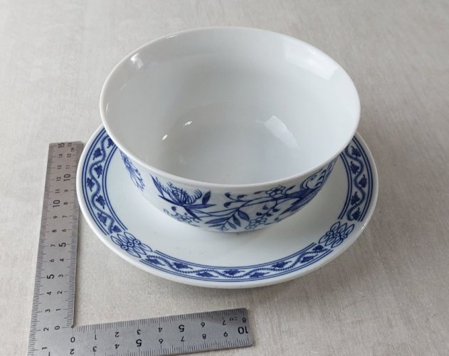 Ancien confiturier, décor Blue Onion / porcelaine Tchécoslovaquie / Czech