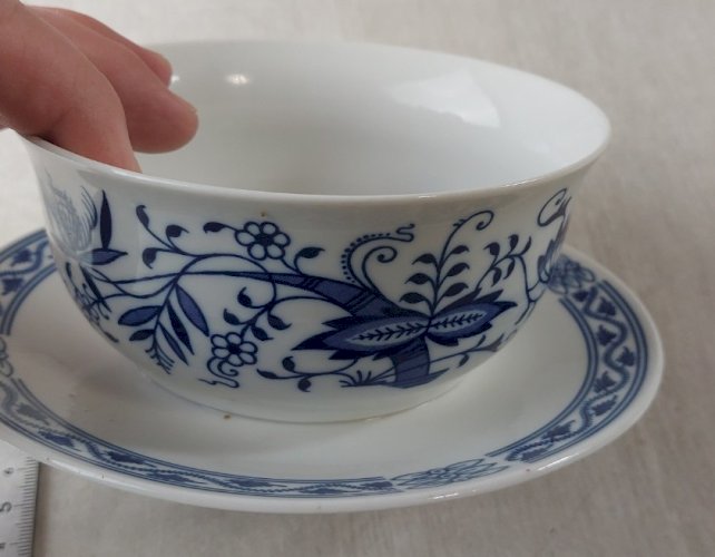 Ancien confiturier, décor Blue Onion / porcelaine Tchécoslovaquie / Czech