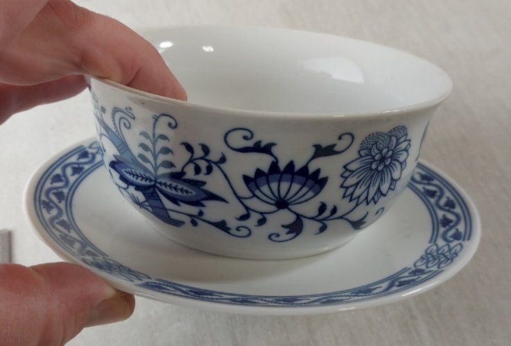 Ancien confiturier, décor Blue Onion / porcelaine Tchécoslovaquie / Czech