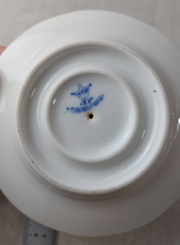 Ancien coquetier, décor Blue Onion / en porcelaine de Tchécoslovaquie / Czech