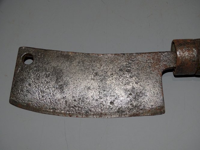 -ANCIEN COUPERET HACHOIR FER Forgé manche BOIS  DECO CUISINE COLLECTION  D