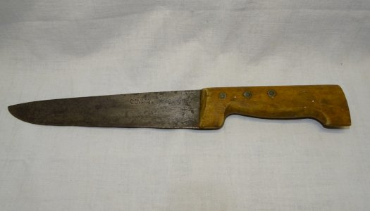 - OLD KITCHEN KNIFE WOOD HANDLE ENGRAVED BLADE LE SABOT FONTENILLE D