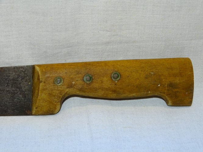 -ANCIEN COUTEAU de CUISINE MANCHE BOIS LAME GRAVEE LE SABOT FONTENILLE    D
