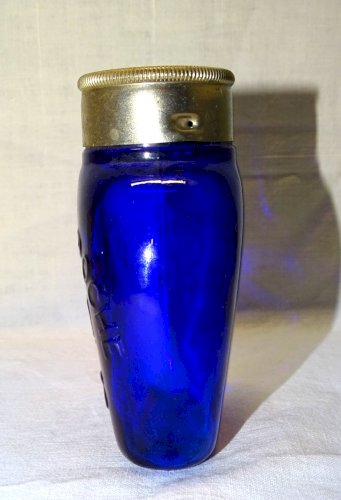 -ANCIEN CRACHOIR DE POCHE L.N. PARIS VERRE BLEU COBALT COLLECTION VITRINE   D