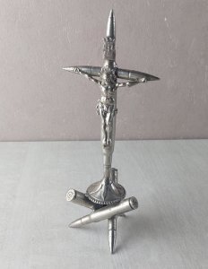 Ancien crucifix, artisanat de tranchée, travail de poilu, WW1 ^