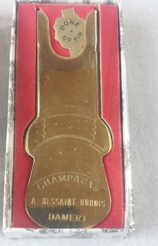 Ancien décapsuleur à champagne, doré à l'or fin, Dessaine - Dubois, Damery