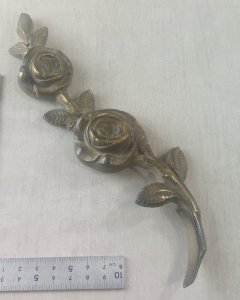 Old furniture ornament/decor, rose decoration, in bronze