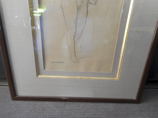 ANCIEN DESSIN AU CRAYON CH VOILLEMOT