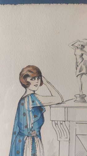 Ancien dessin / lithographie, Paris Couture 175