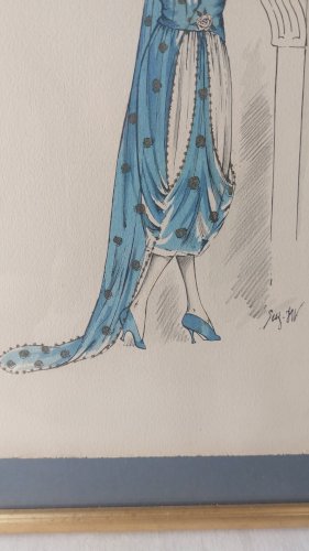Ancien dessin / lithographie, Paris Couture 175